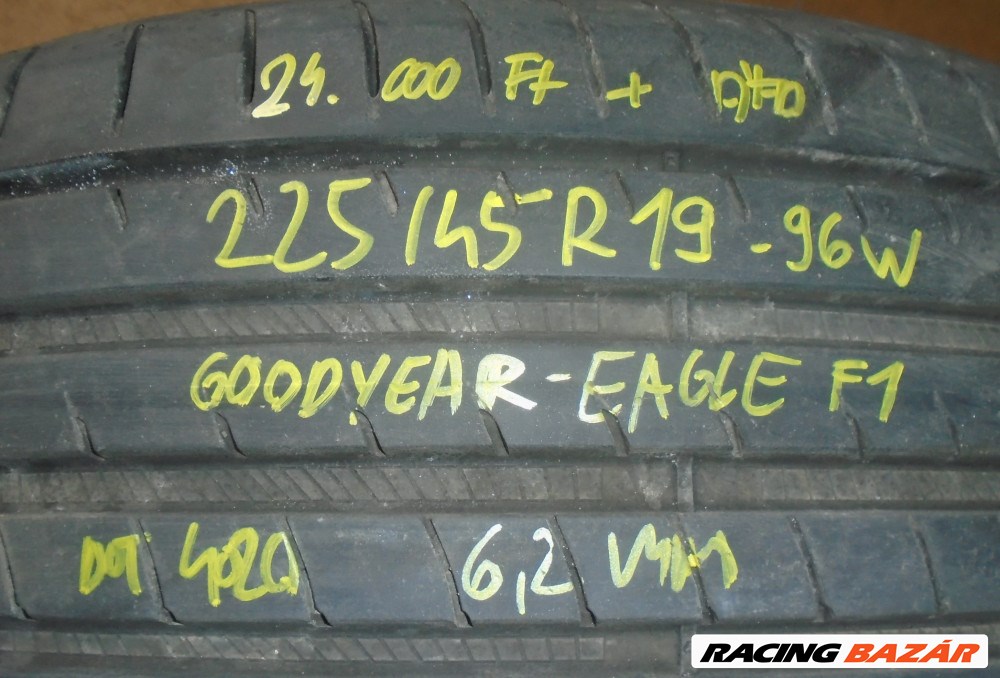 ÁR/DB! [GYÁRI BONTOTT] NYÁRI GUMI - 225 / 45 R19 - 96W - GOODYEAR - EAGLE F1 - DOT: 4020 ; 6,2MM  3. kép